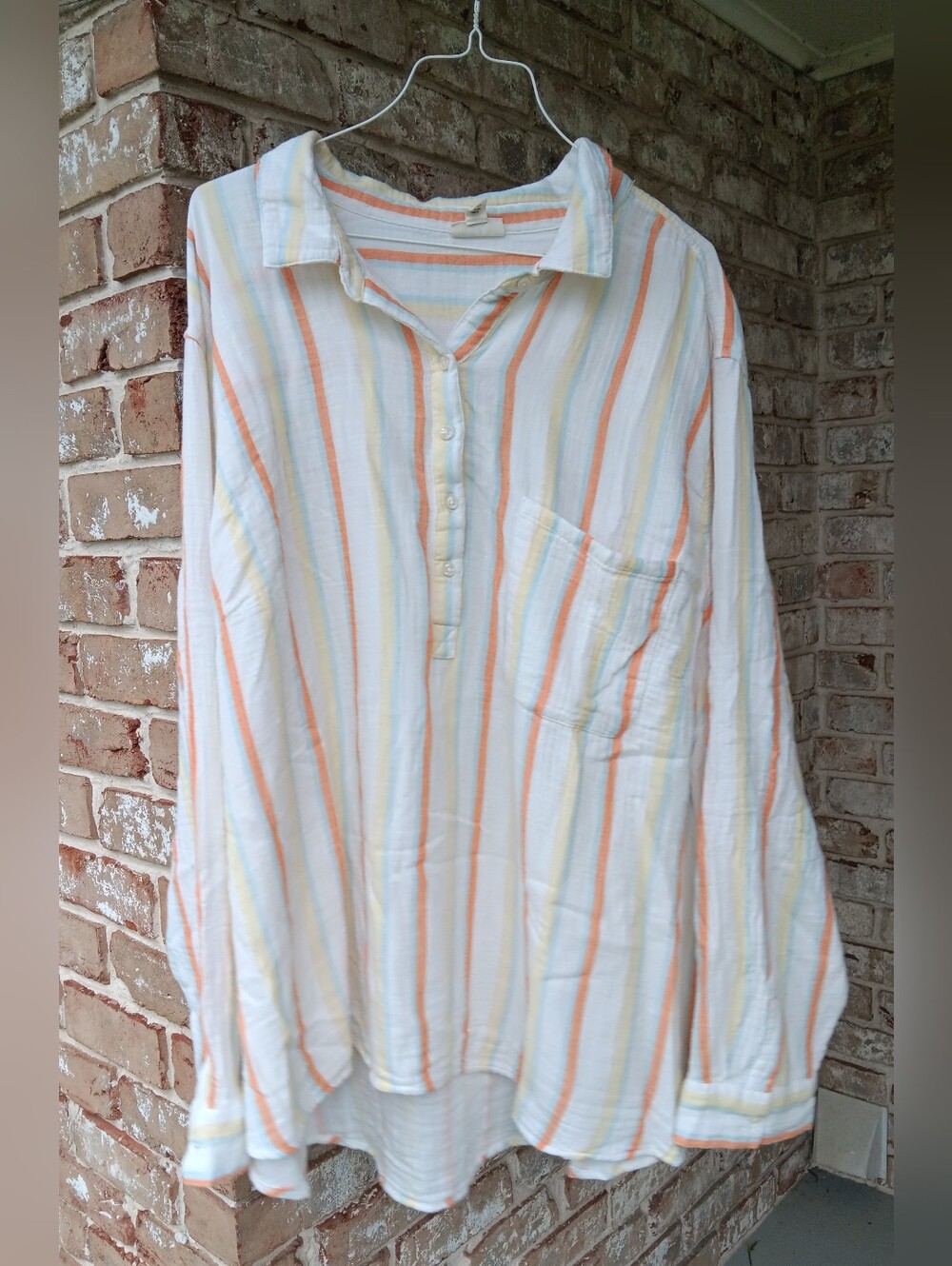 Soft Cotton Muslin Gauze Long Sleeve Shirt